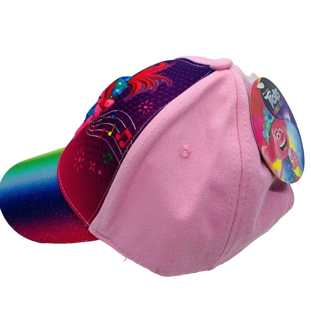 NWT TROLLS Baseball Cap Hat World Tour GIRL'S Multicolor Rainbow Snap Back‎